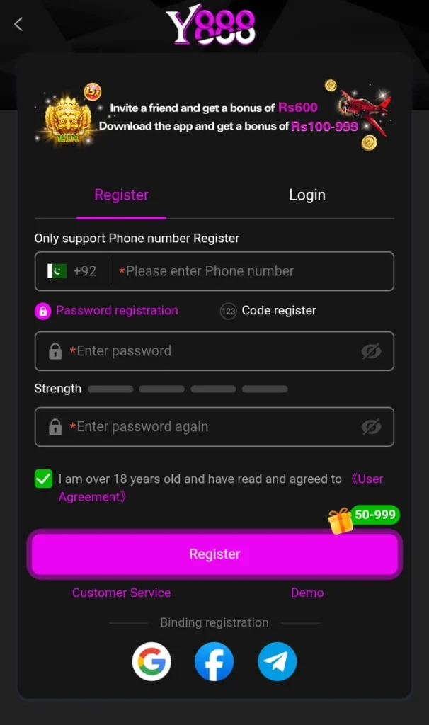 Y888 Game Registration