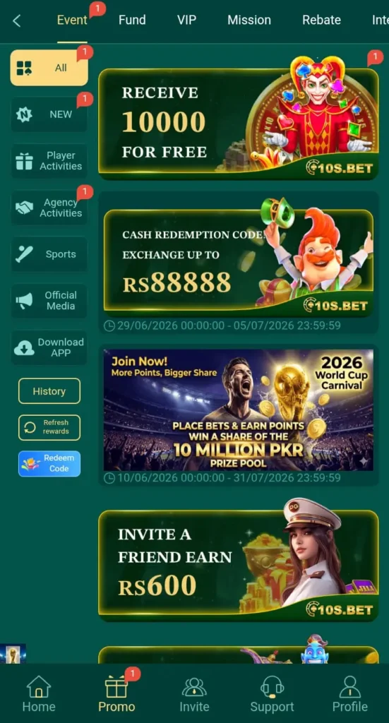 10s Bet Game Bonuses