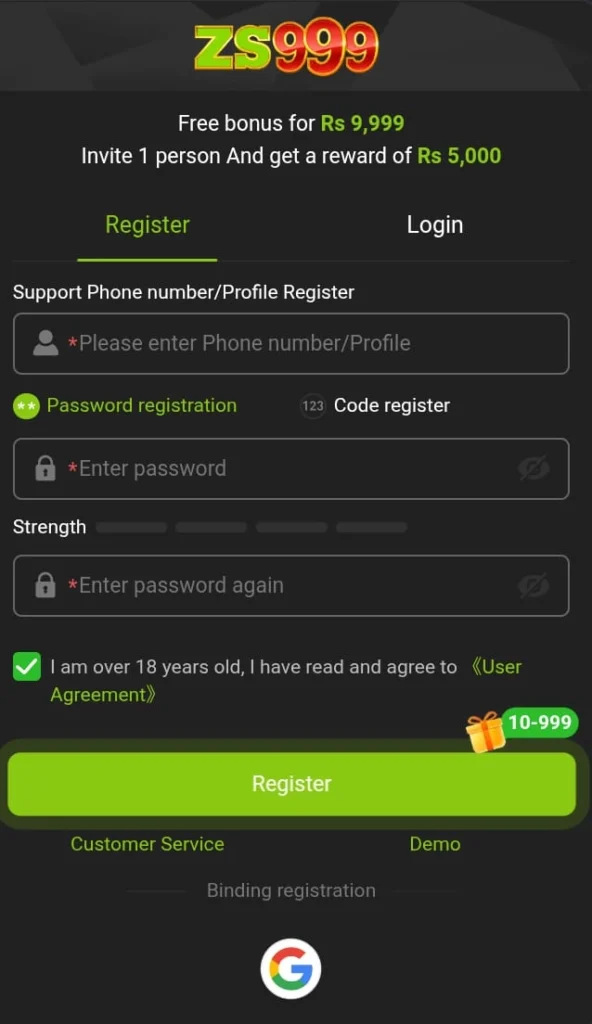 ZS999 Game Register