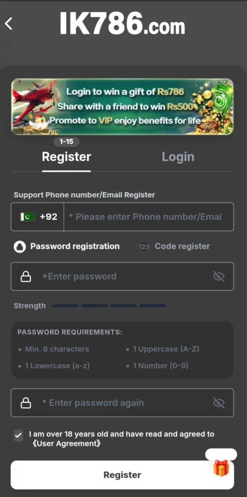 IK786 Game Register