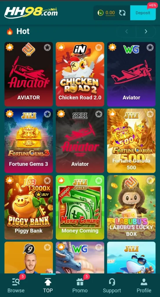 Games Available in HH98 Game