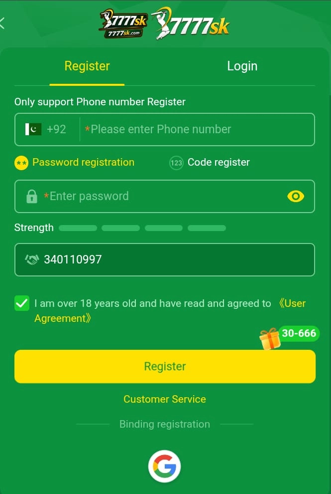 7777SK Game Registration