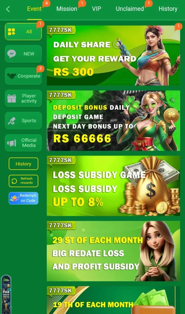 7777SK Game Bonuses