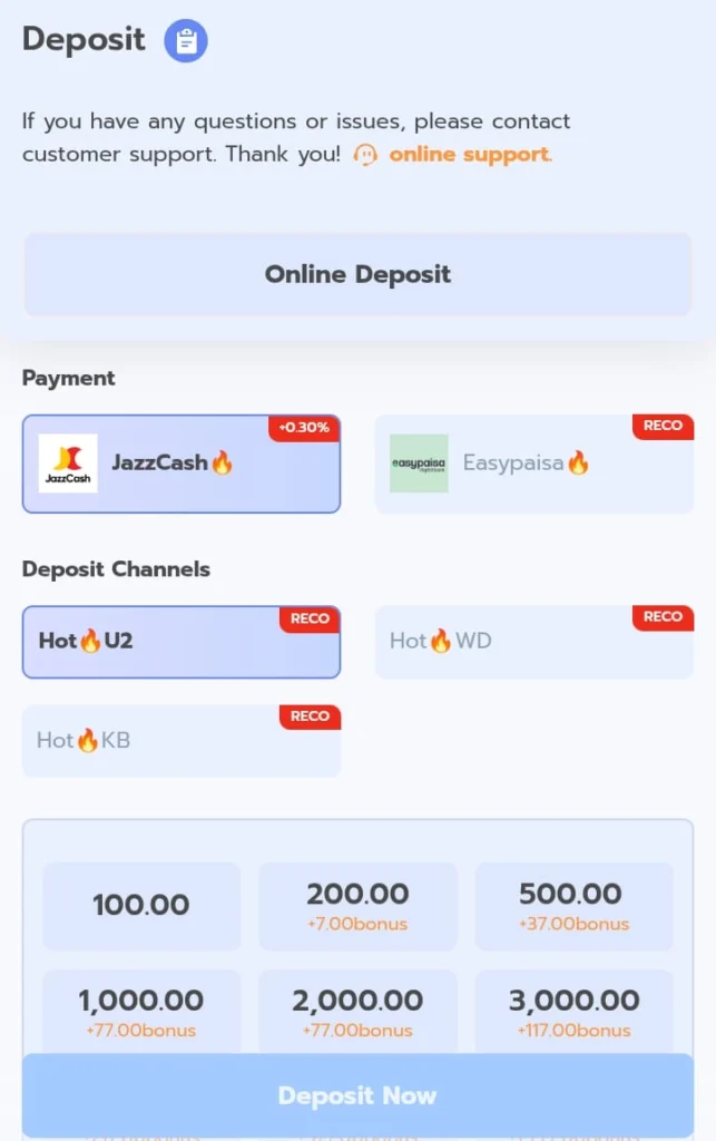 883V Game Deposit Methods