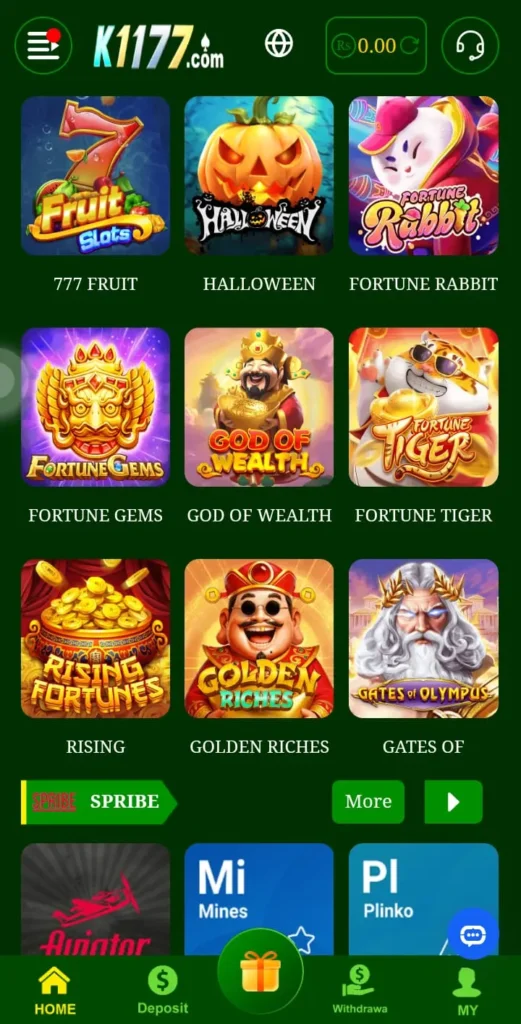Available Games on K1177 Game