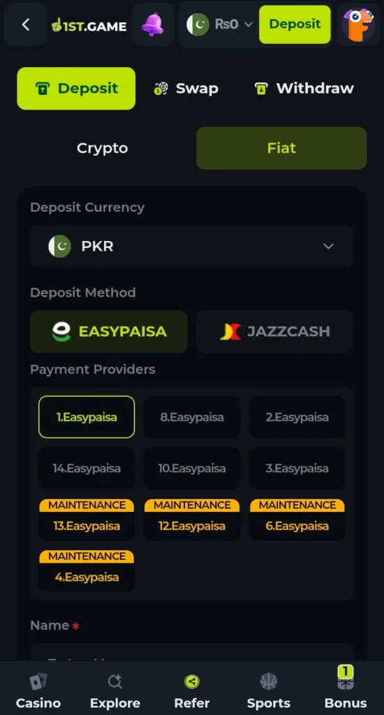 1ST Game Deposits 