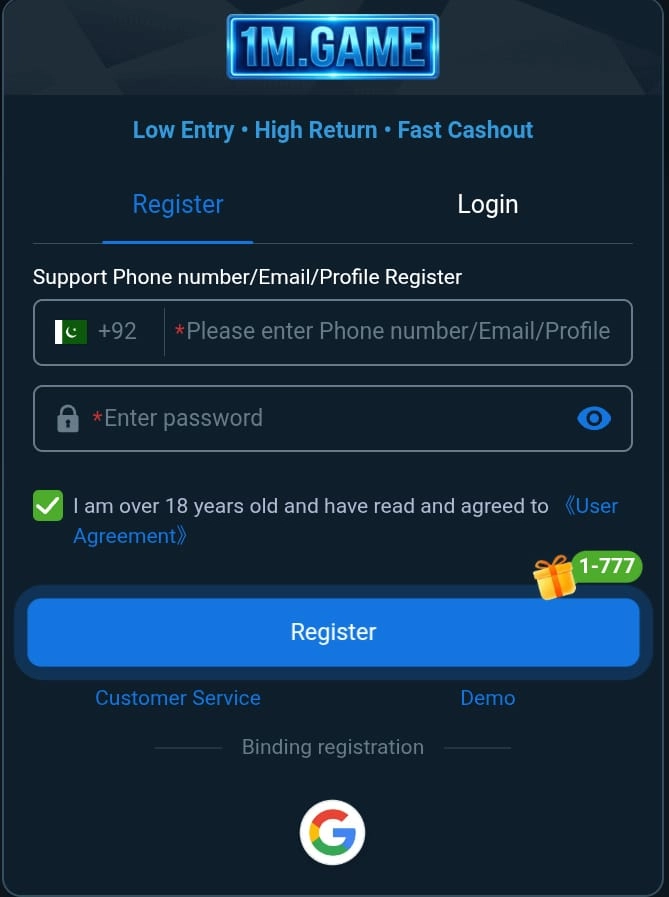 1M Game Registration