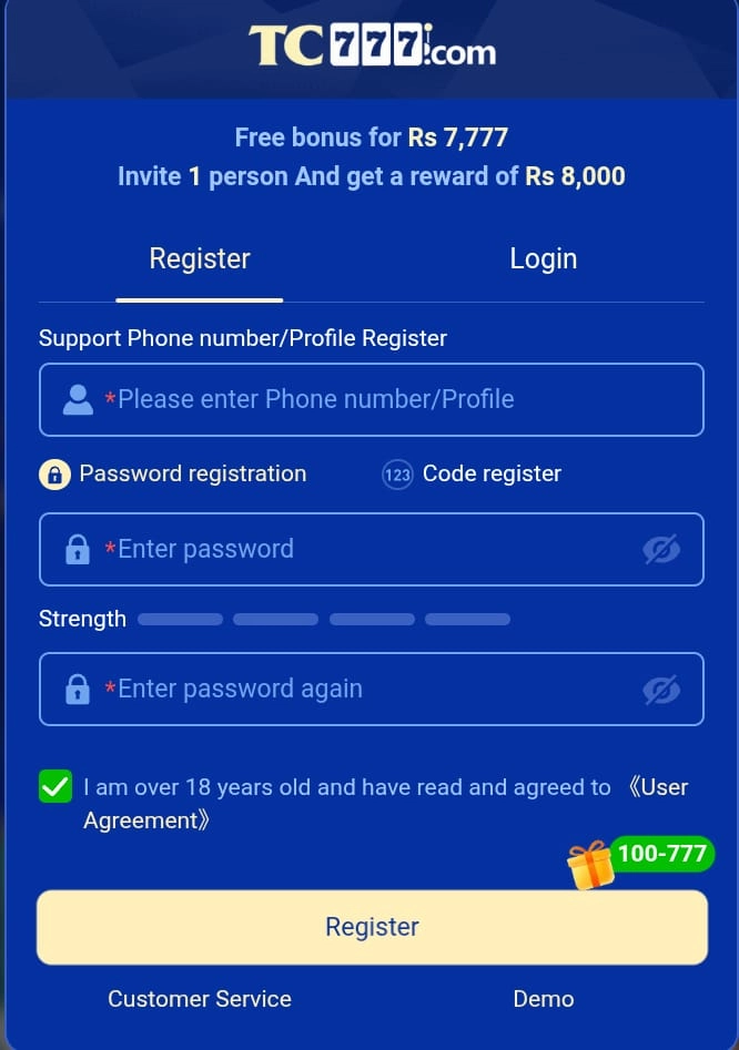 TC777 Game Registration