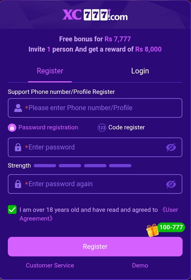 XC777 Game Registration