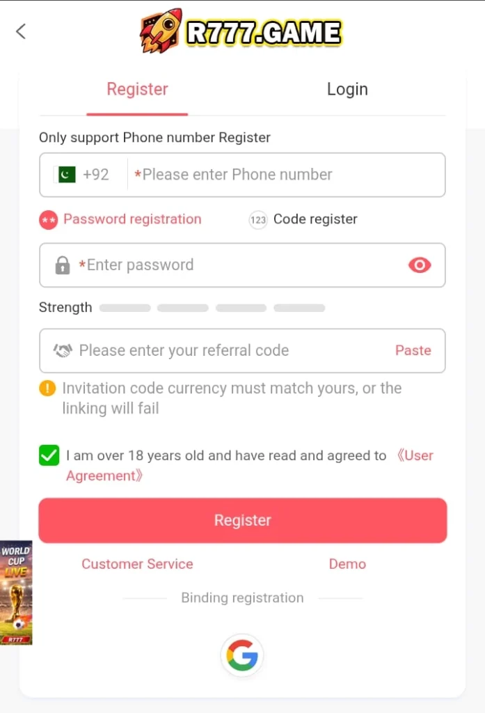 R777 Game Registration