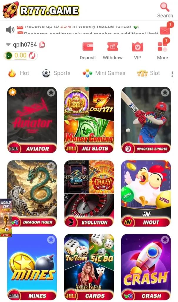 Games Available on R777 Game