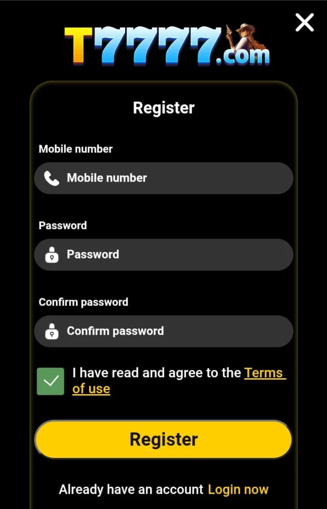 T7777 Game Registration