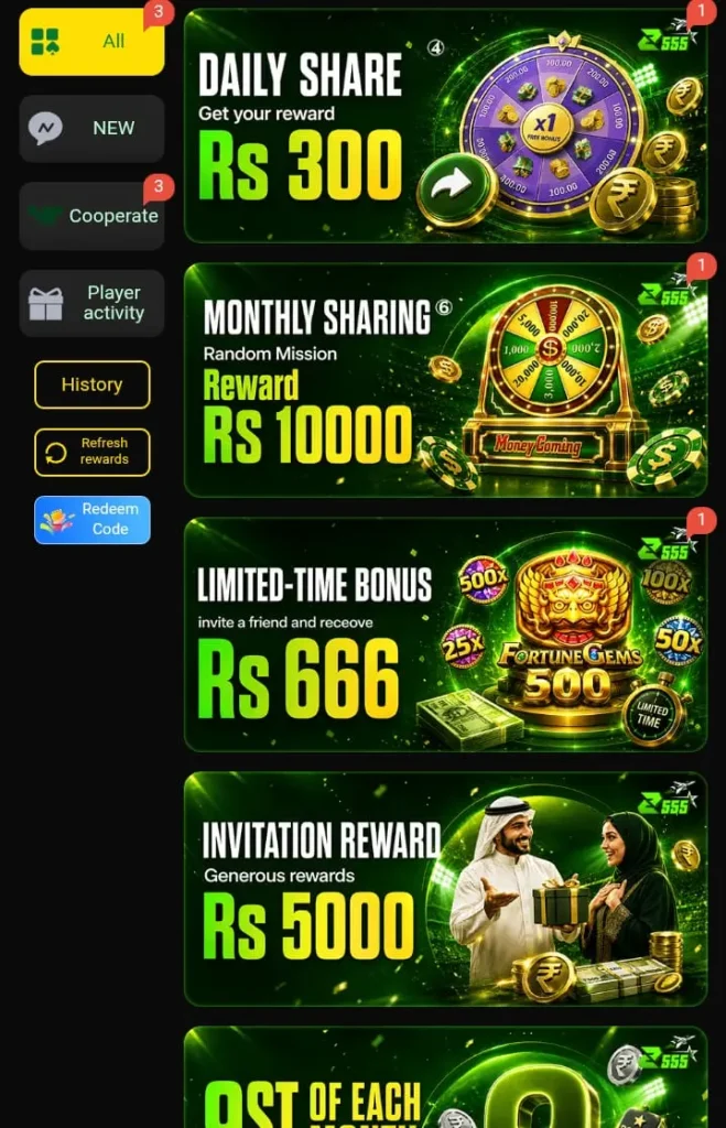 Z555 Game Bonuses