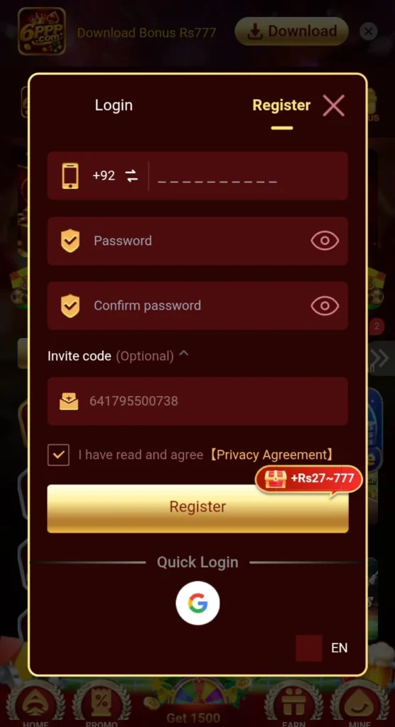 How to Register on 666P Game