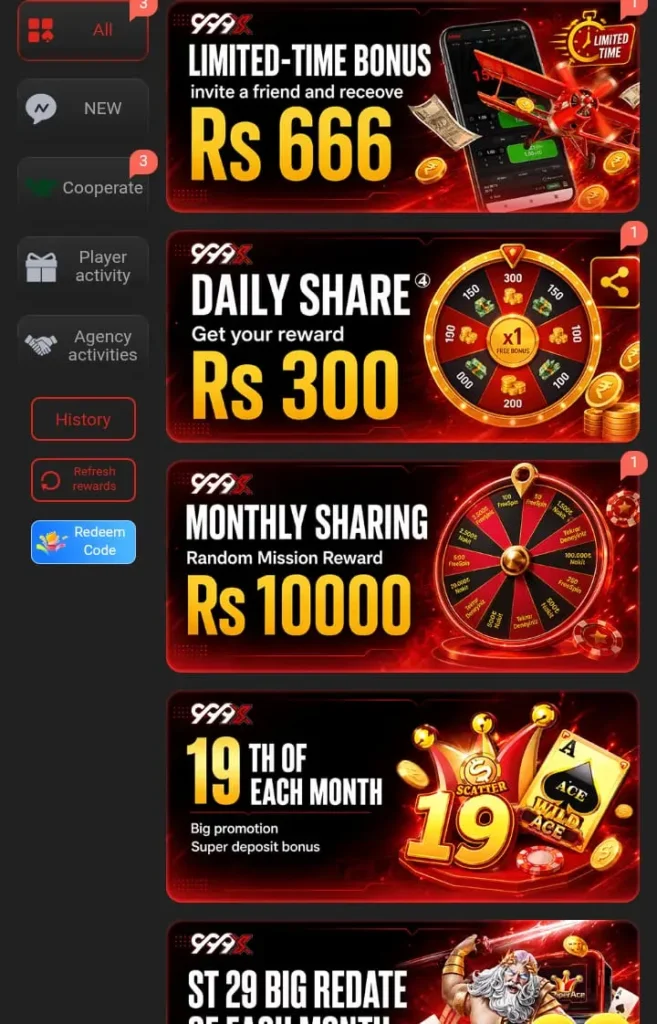 999X Game Bonuses and Referral Rewards