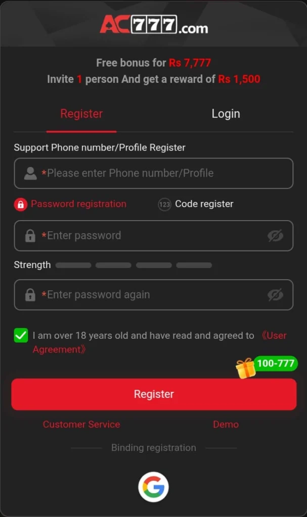 How to Register and Log In to AC777
