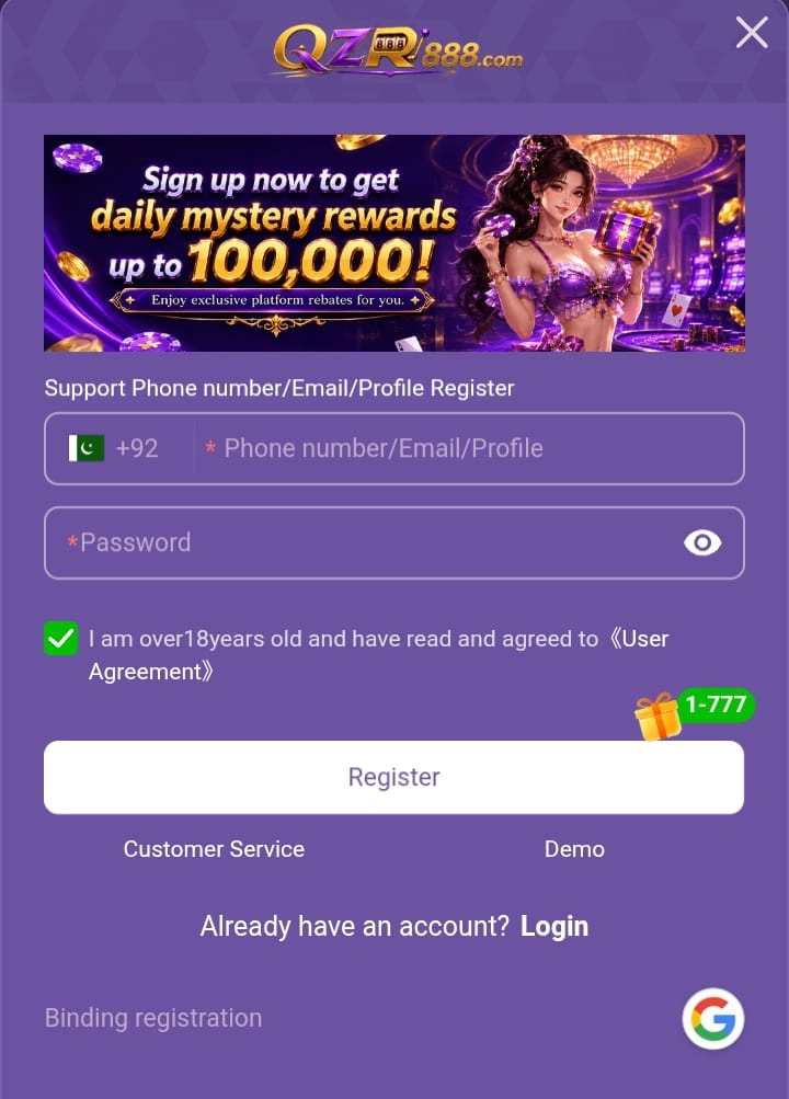 How to Register and Log in to QZR888