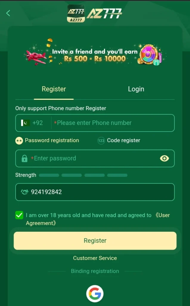 How to Register on AZ777 Game