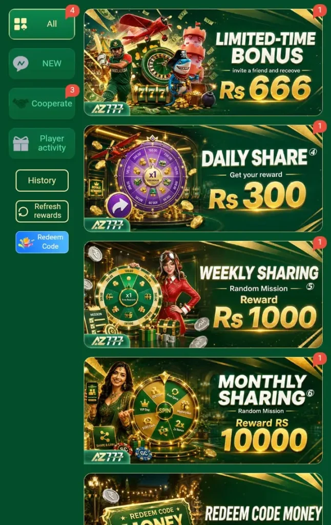 AZ777 Bonuses and Referral Features