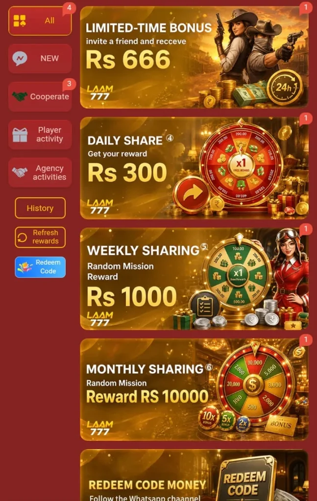 Laam777 Game Bonuses and Referral Rewards