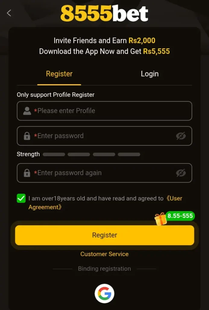 How to Register on 8555BET