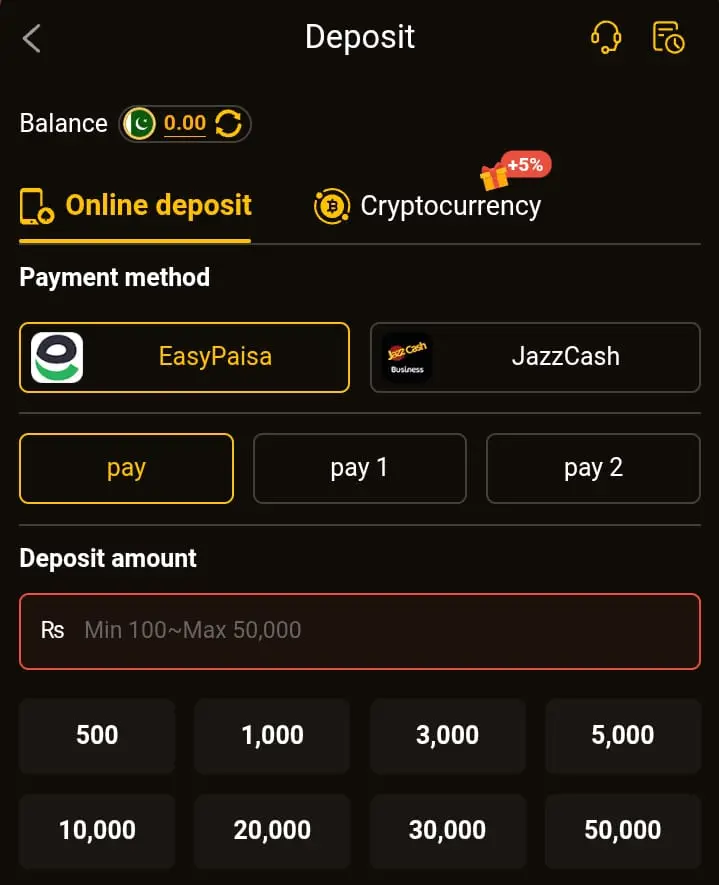 Deposit on 8555BET